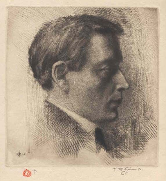 Tavík František Šimon: Autoportrét, lept, 1912